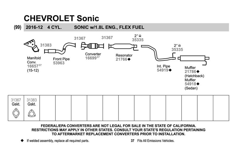 Walker 53963 Exhaust Pipe for Chevrolet Sonic